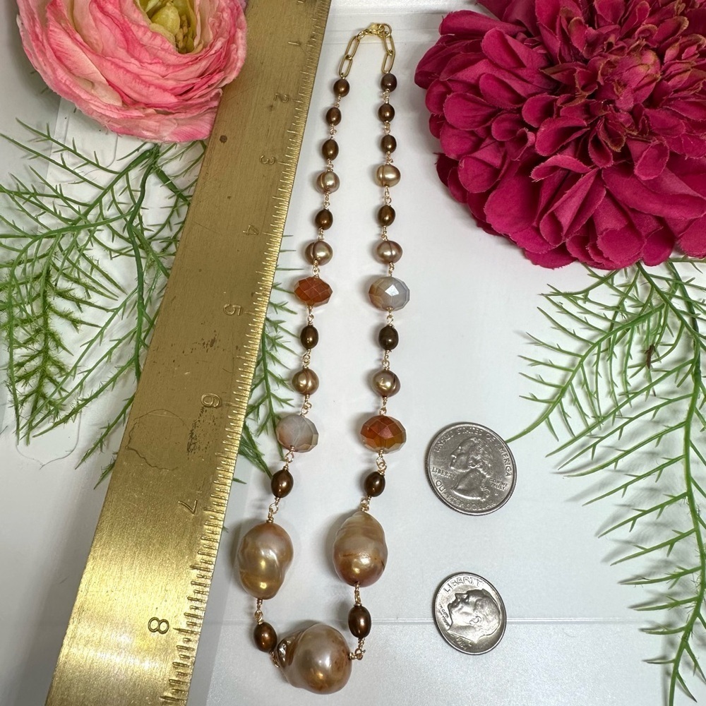 NEW⚜️Baroque Pearl & Crystal Beaded Necklace - Picture 6 of 6